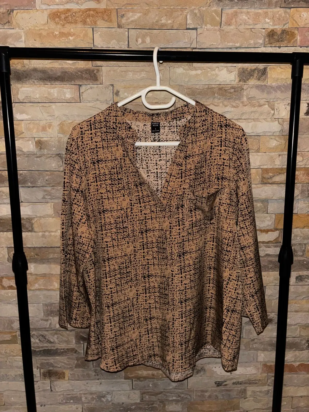 Shein Emery Rose Patterned V-Neck Blouse