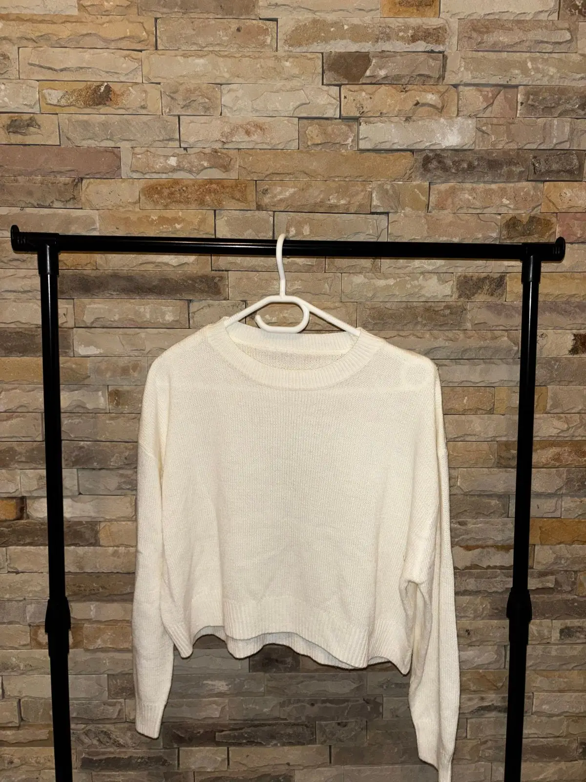 Cream Knit Crewneck Sweater