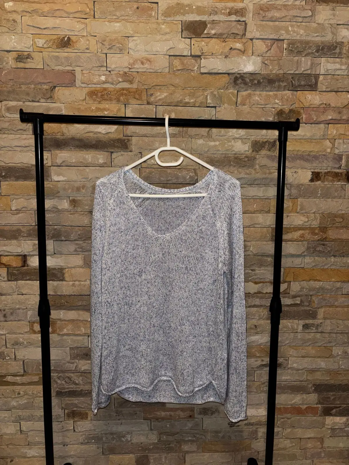 Woolworths Blue Marled V-Neck Knit Sweater
