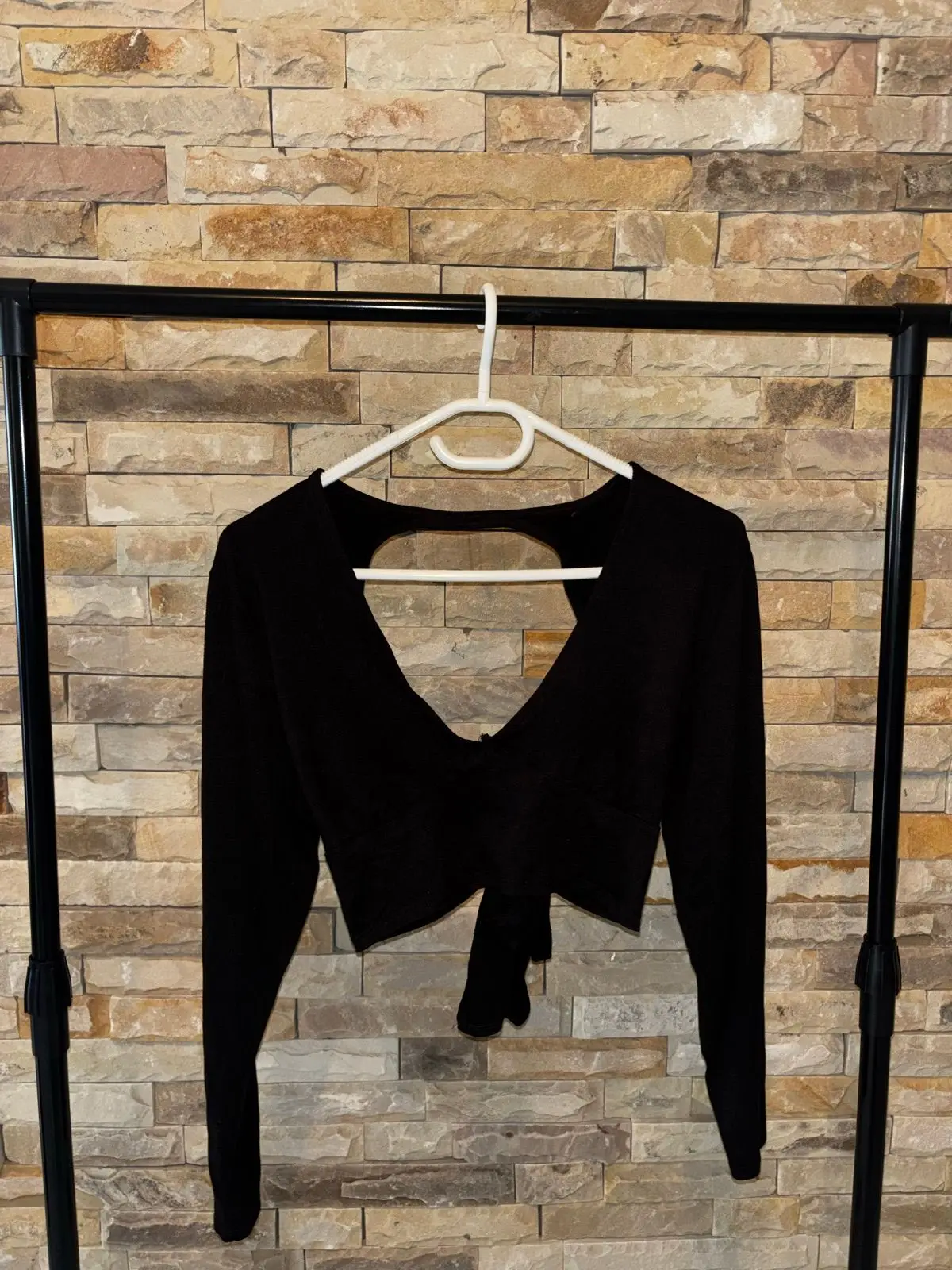 The Fix Black Long Sleeve Cutout Crop Top