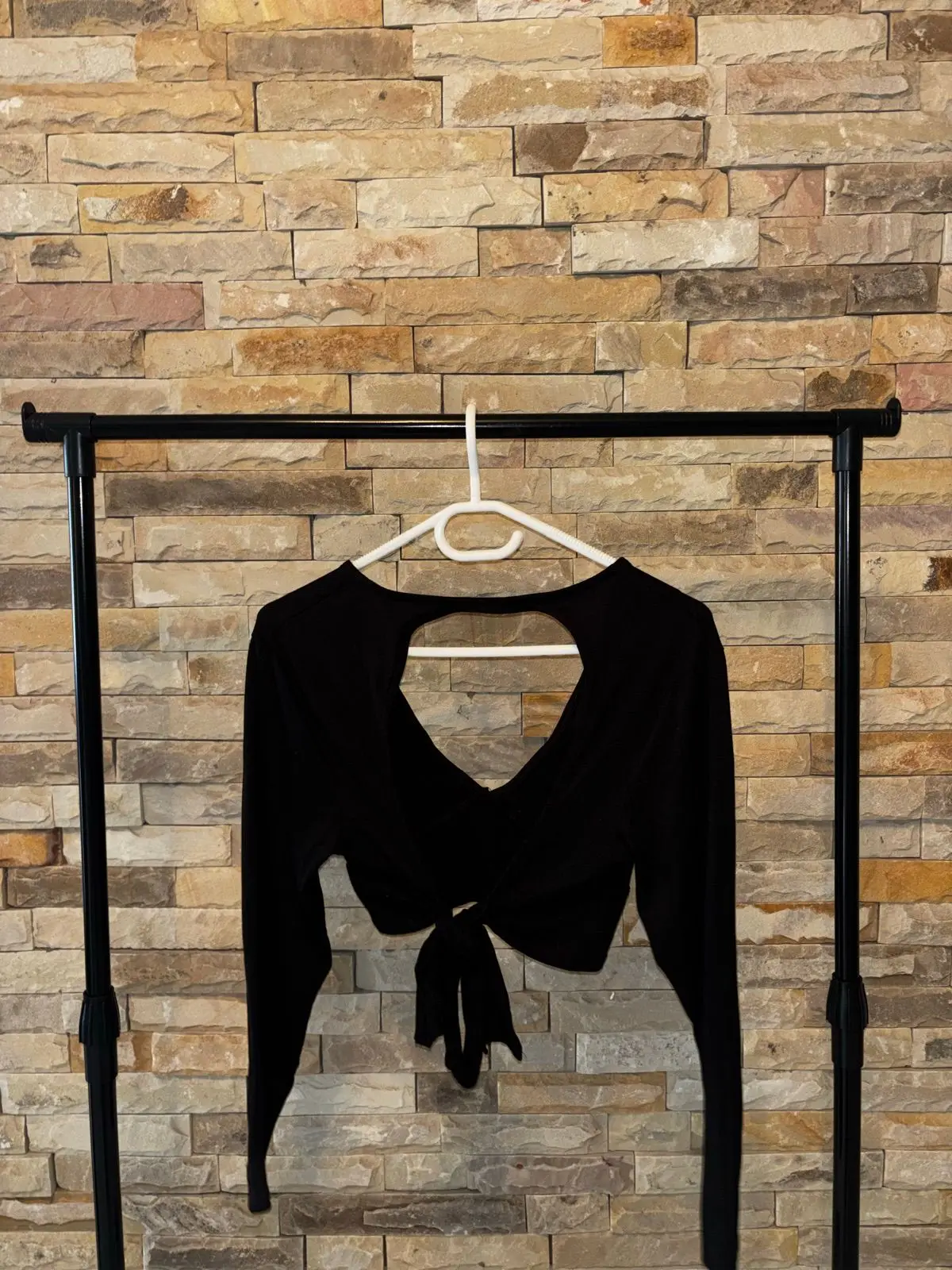 The Fix Black Long Sleeve Cutout Crop Top