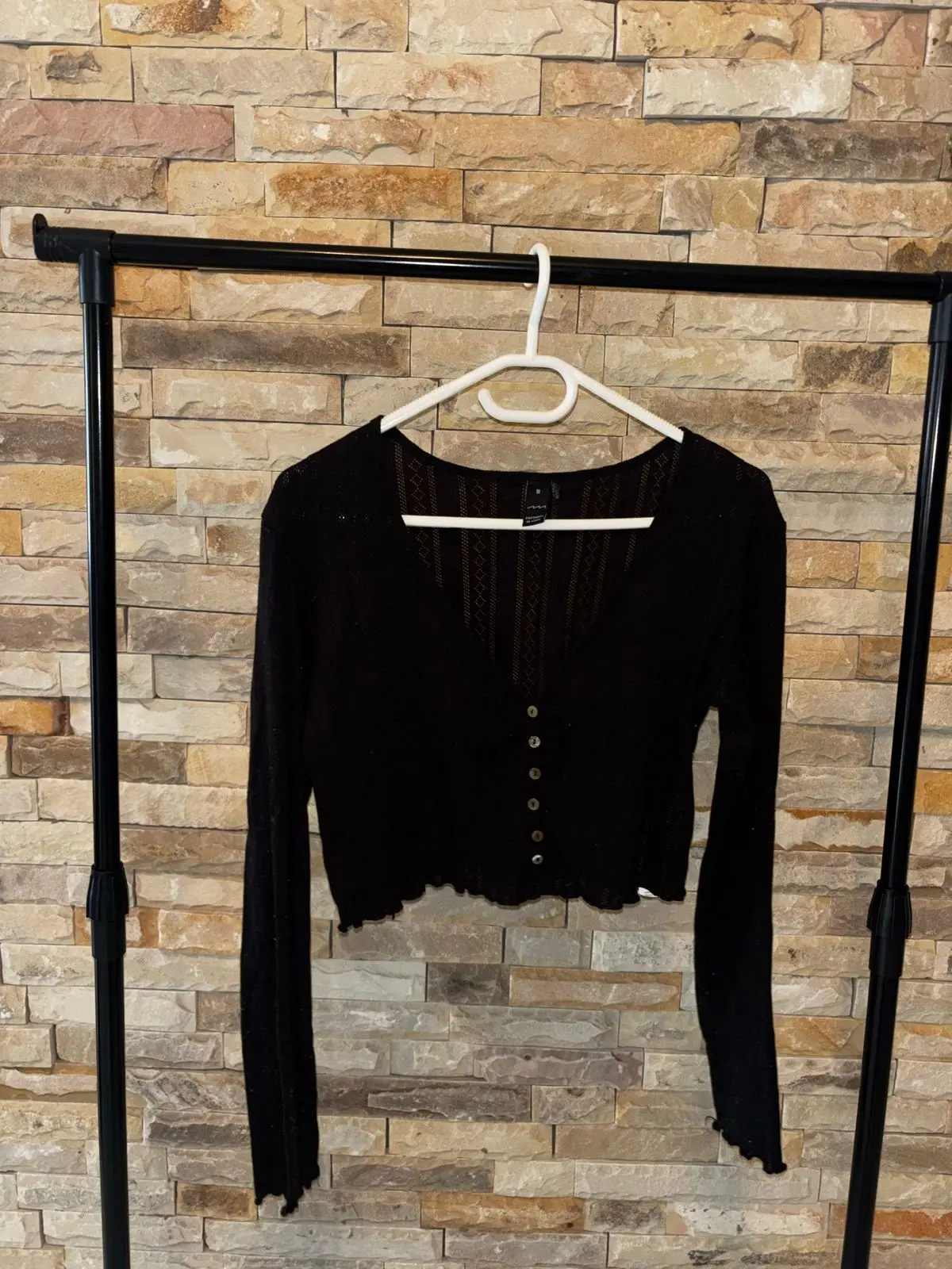 Factorie Black Cropped Long-Sleeve Cardigan