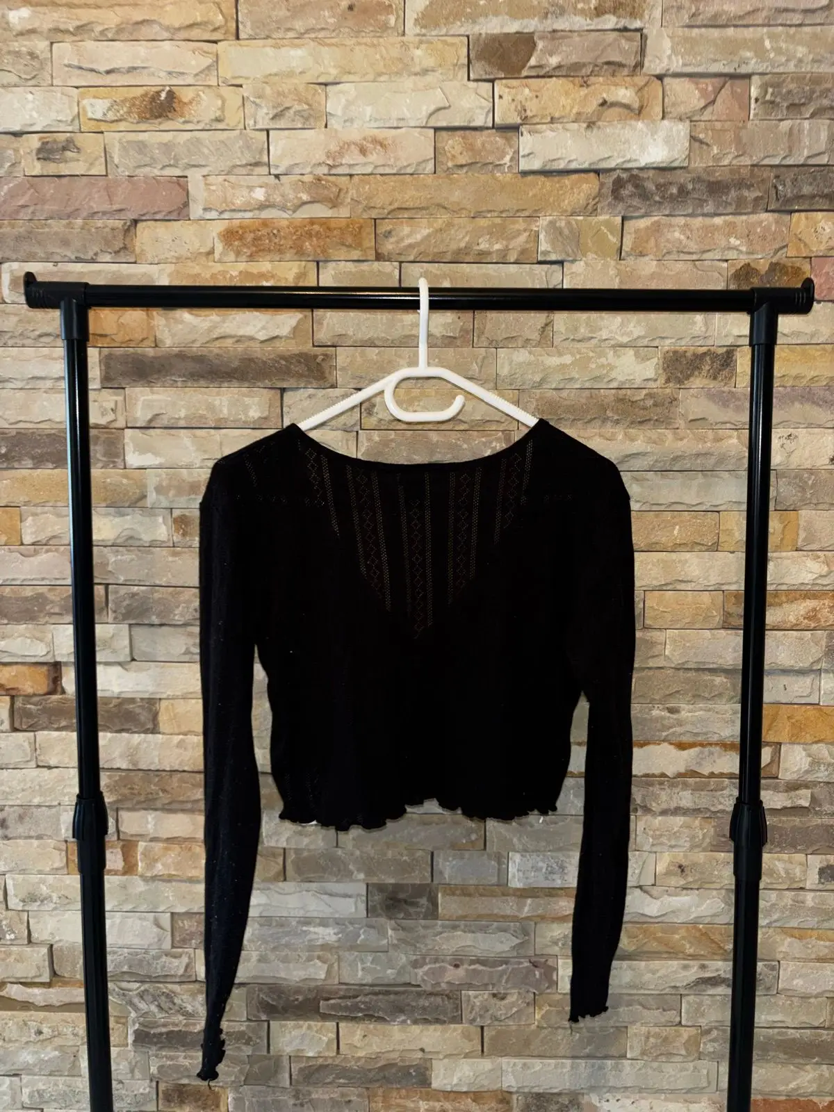 Factorie Black Cropped Long-Sleeve Cardigan