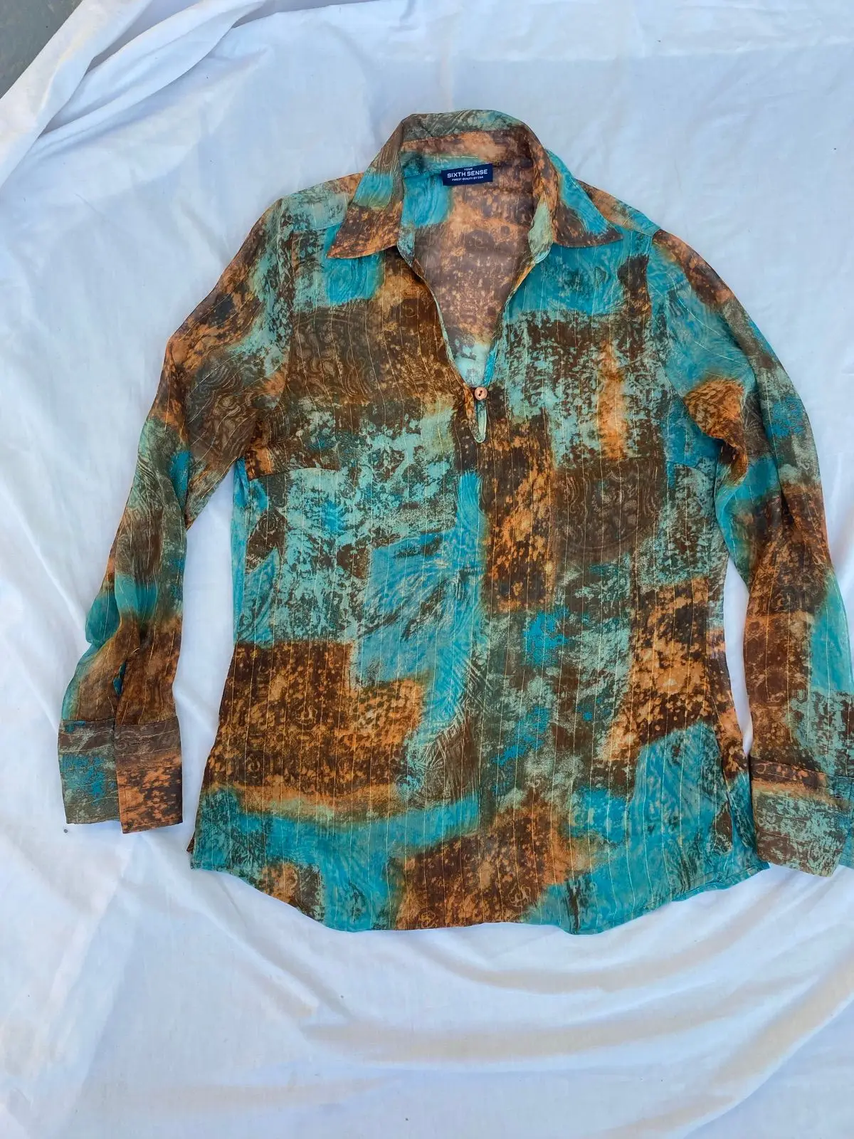 Sixth Sense Patterned Long Sleeve Blouse