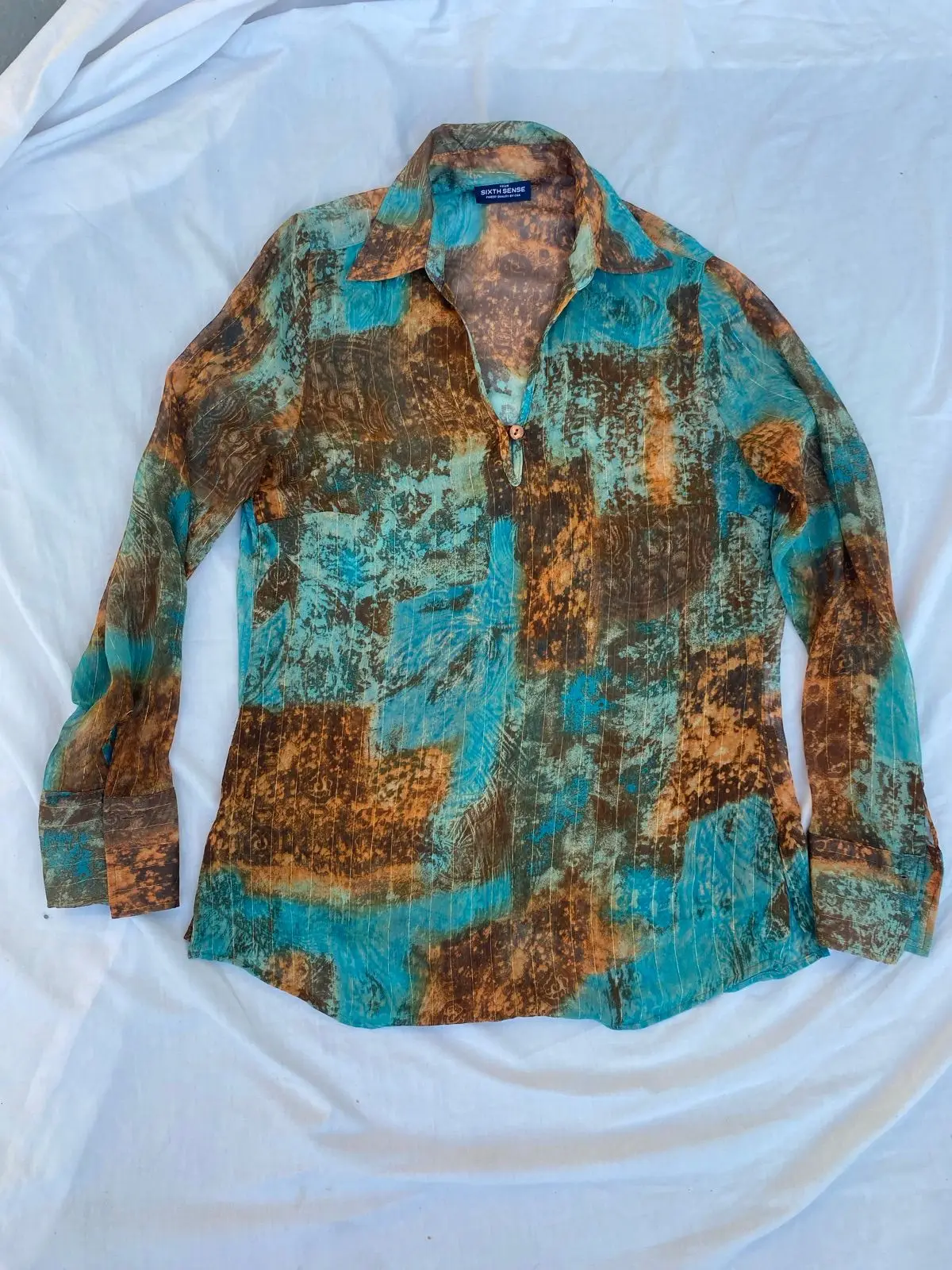 Sixth Sense Patterned Long Sleeve Blouse
