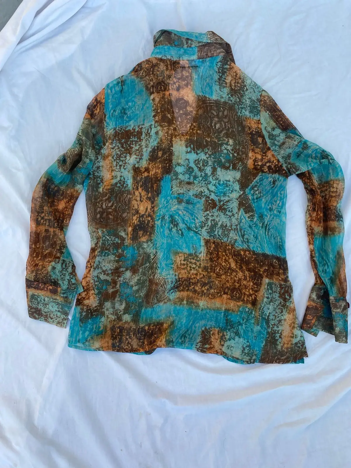Sixth Sense Patterned Long Sleeve Blouse