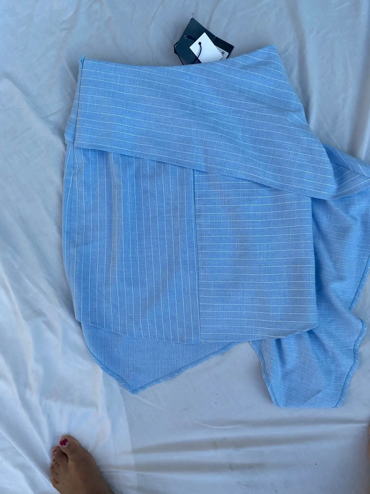 Gerry Weber Light Blue Pinstripe Asymmetrical Skirt