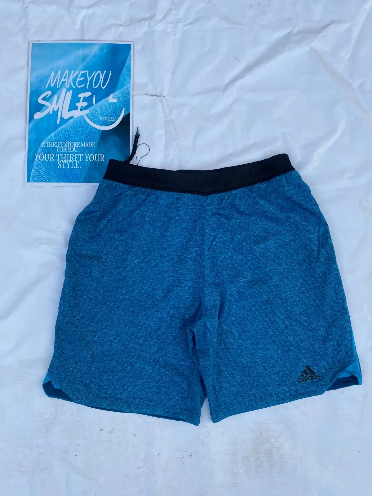 Adidas Blue Heathered Athletic Shorts