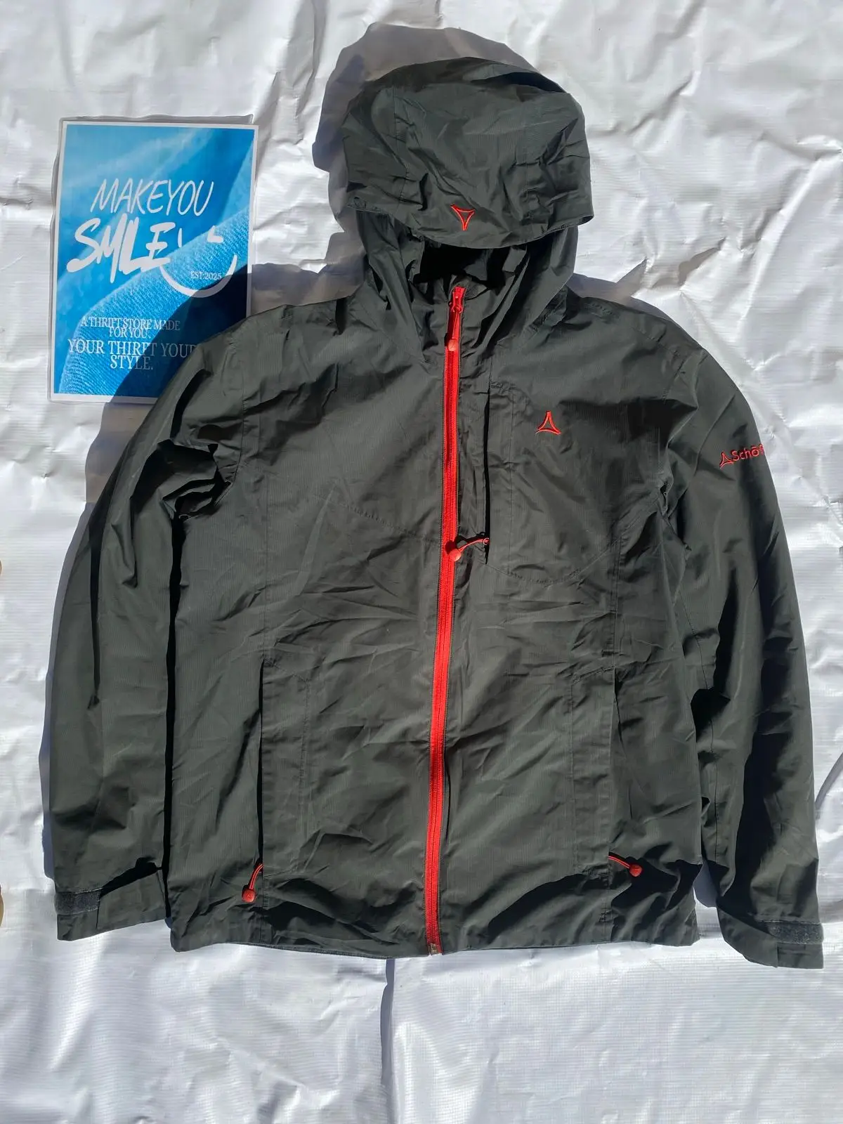 Schöffel Hooded Outdoor Jacket Black and Red