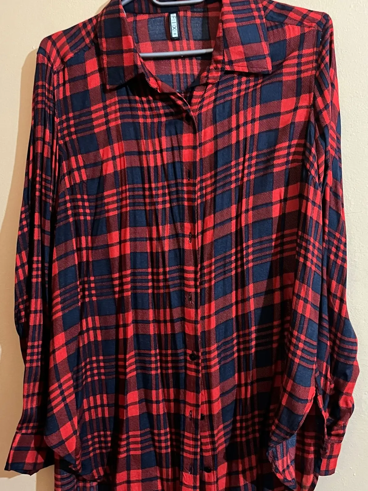 The Fix Red and Navy Plaid Shirt