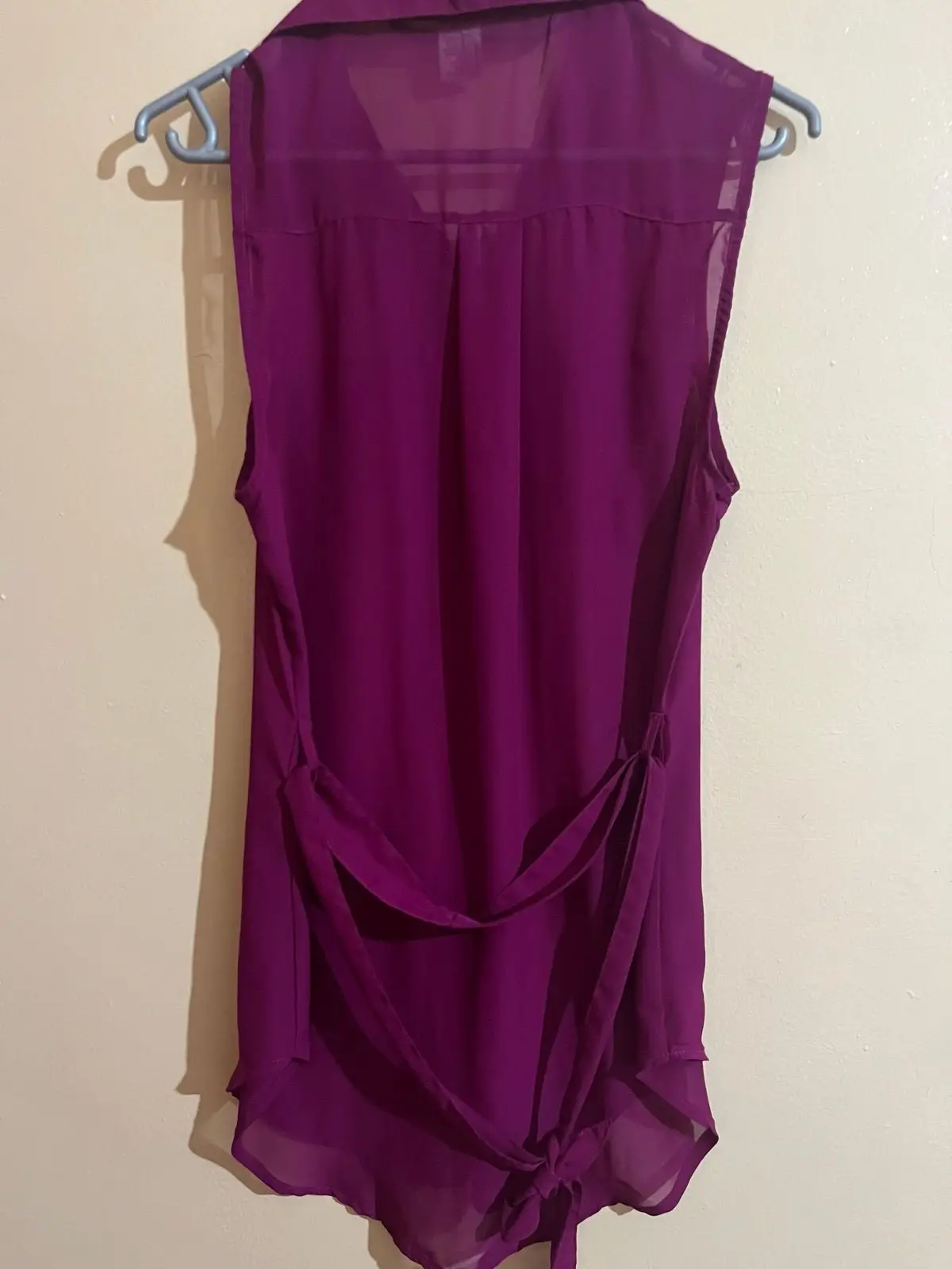 Purple Sleeveless Button-Up Shirt
