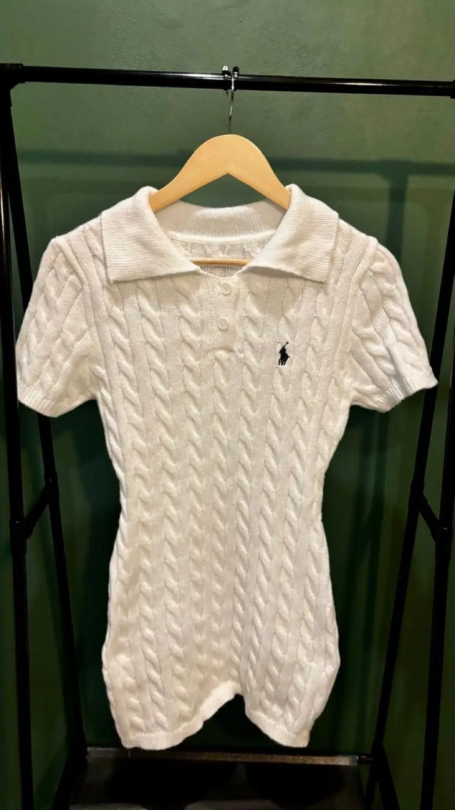 Shein Polo Ralph Lauren Cable-Knit Short-Sleeve Polo Top