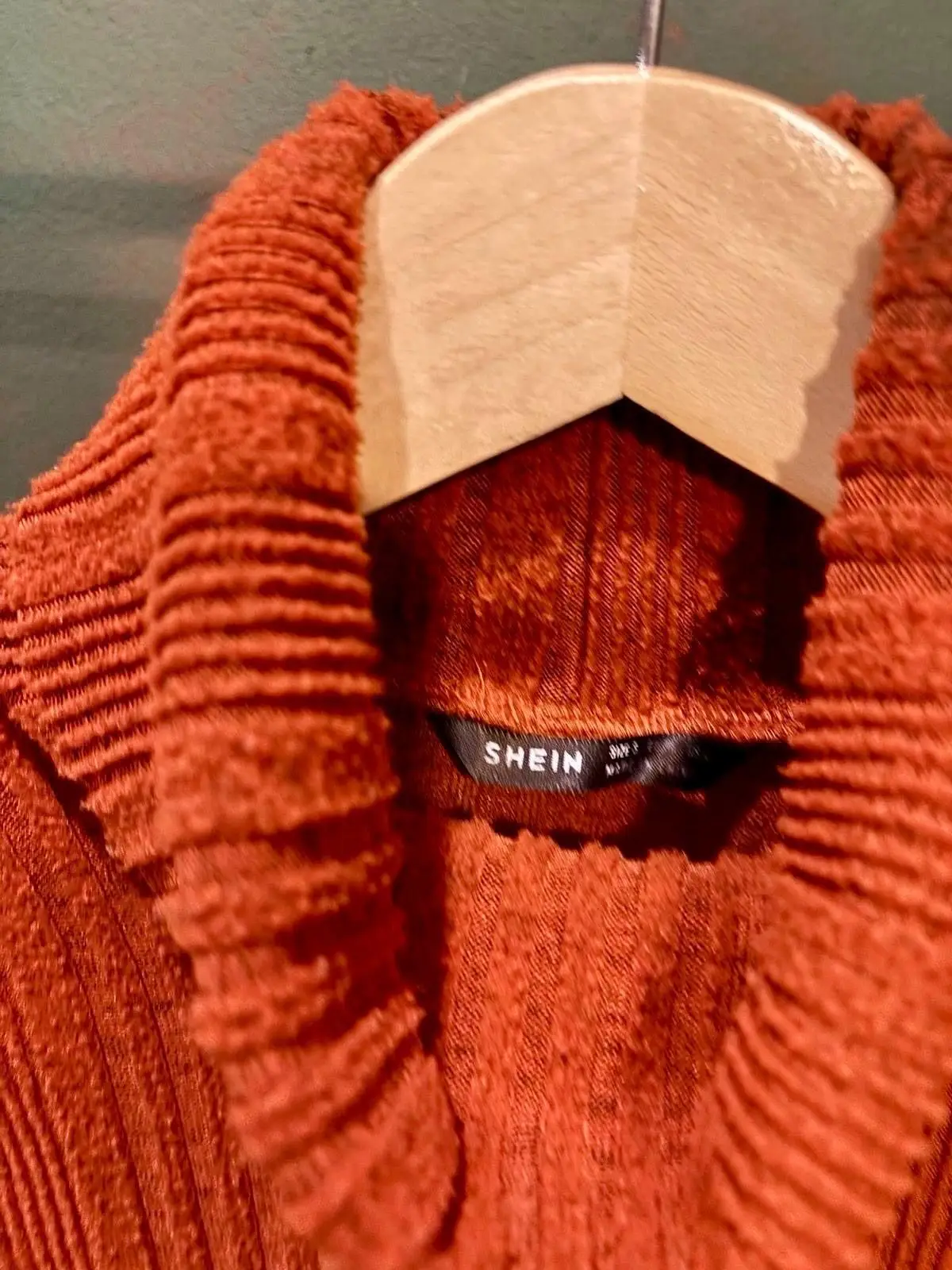 Shein Rust Ribbed Knit Turtleneck Top