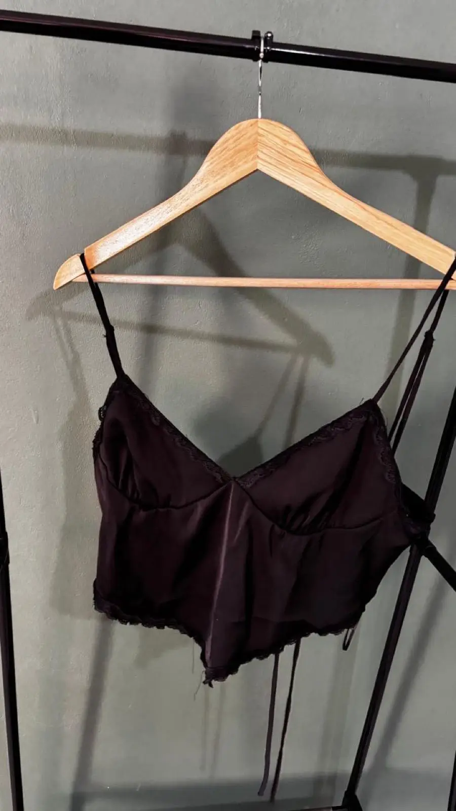 Supre Supré Black Satin Lace Trim Camisole Top