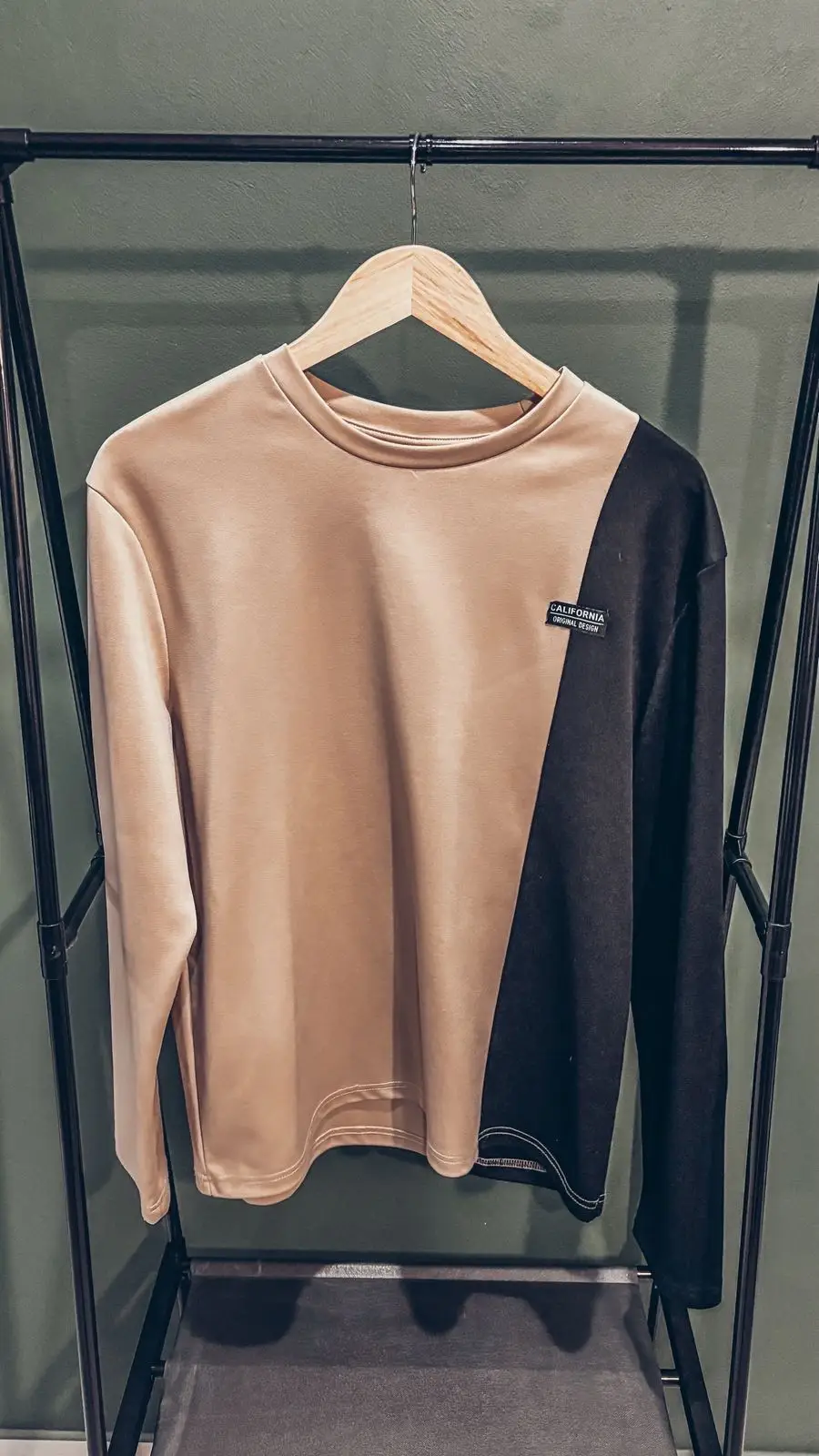 Temu California Original Design Color-Block Long-Sleeve Top