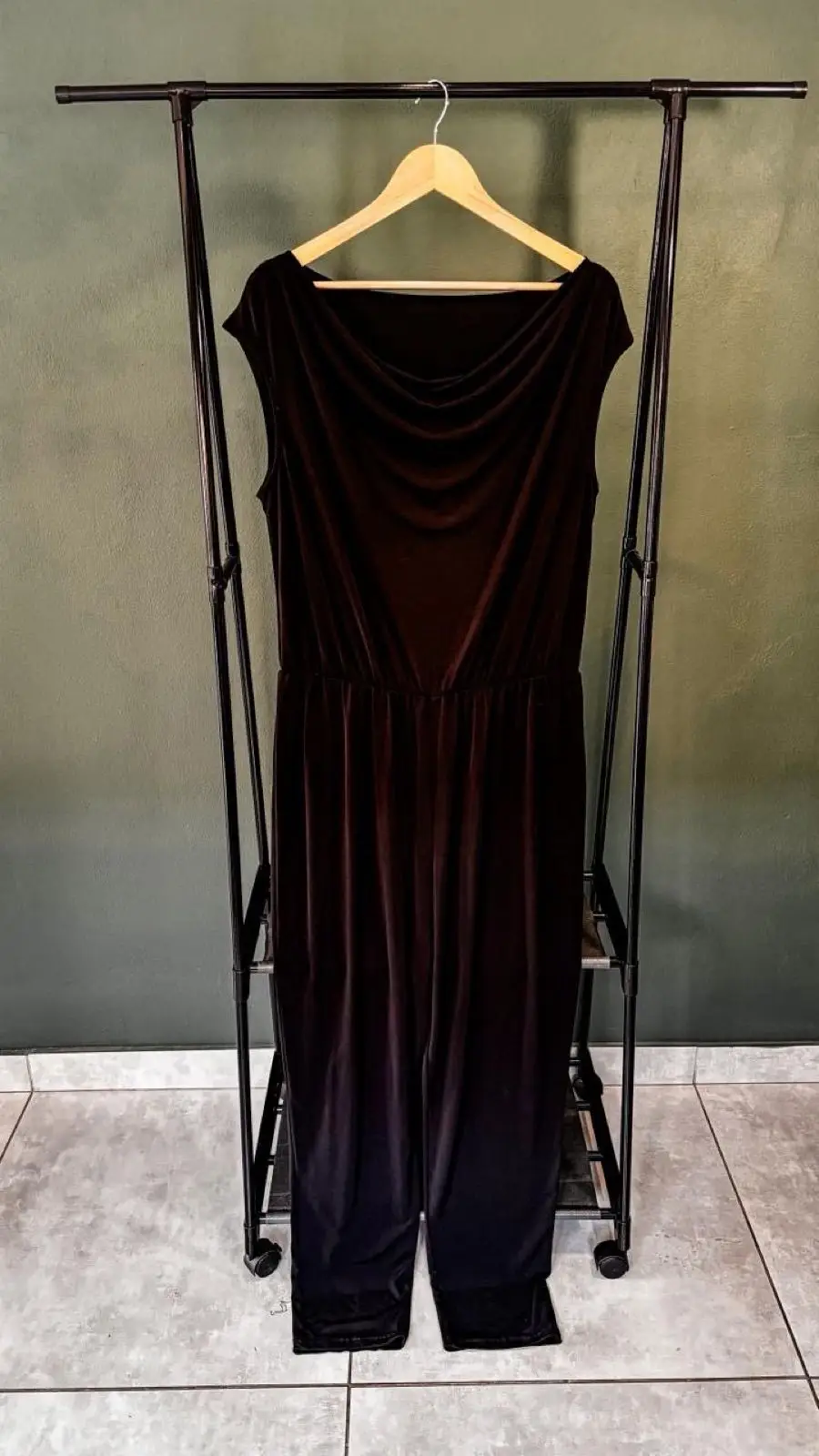 Black Sleeveless Cowl Neck Jumpsuit