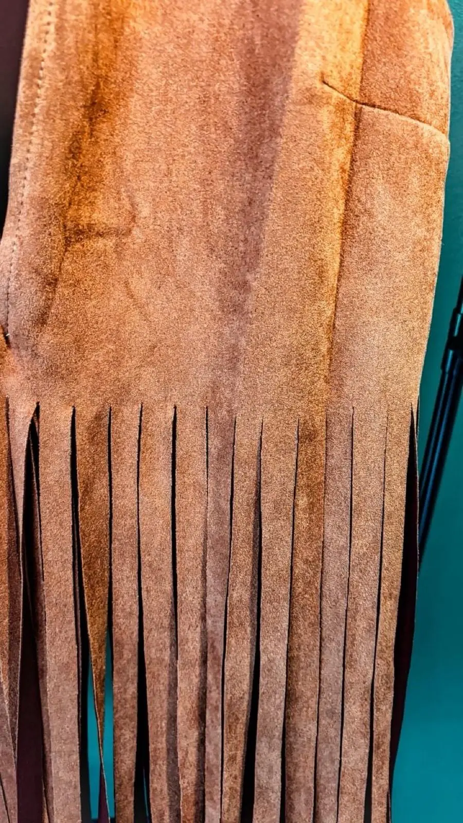 Temu Rust Orange Faux Suede Fringe Vest