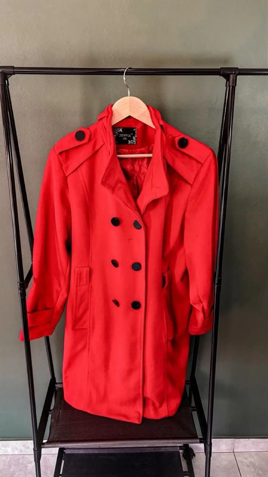 Joyful Red Double-Breasted Winter Coat