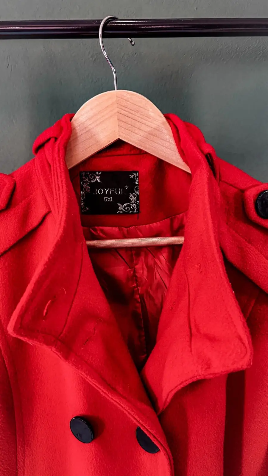 Joyful Red Double-Breasted Winter Coat