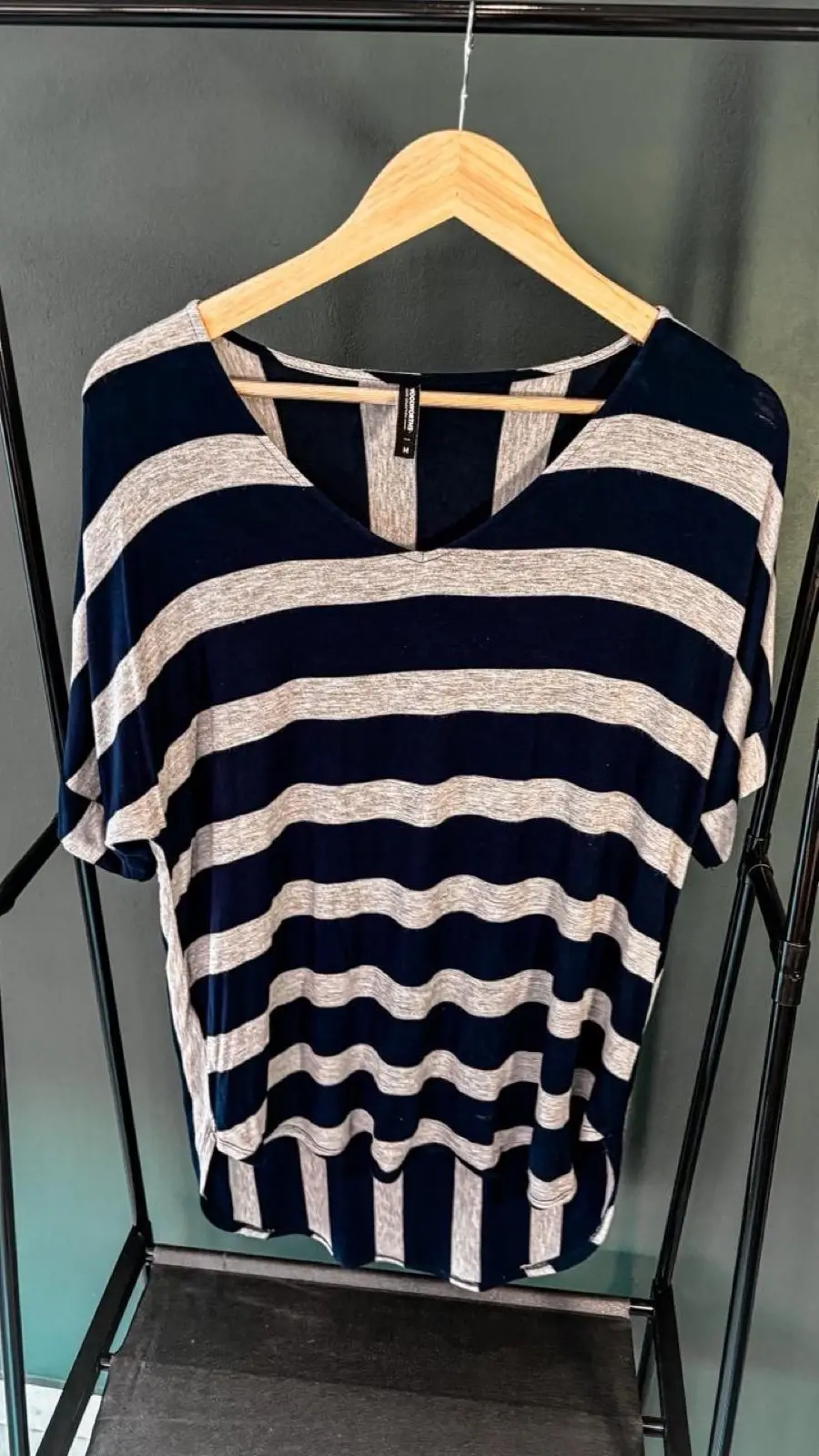 Woolworths Striped V-Neck Short Sleeve Top