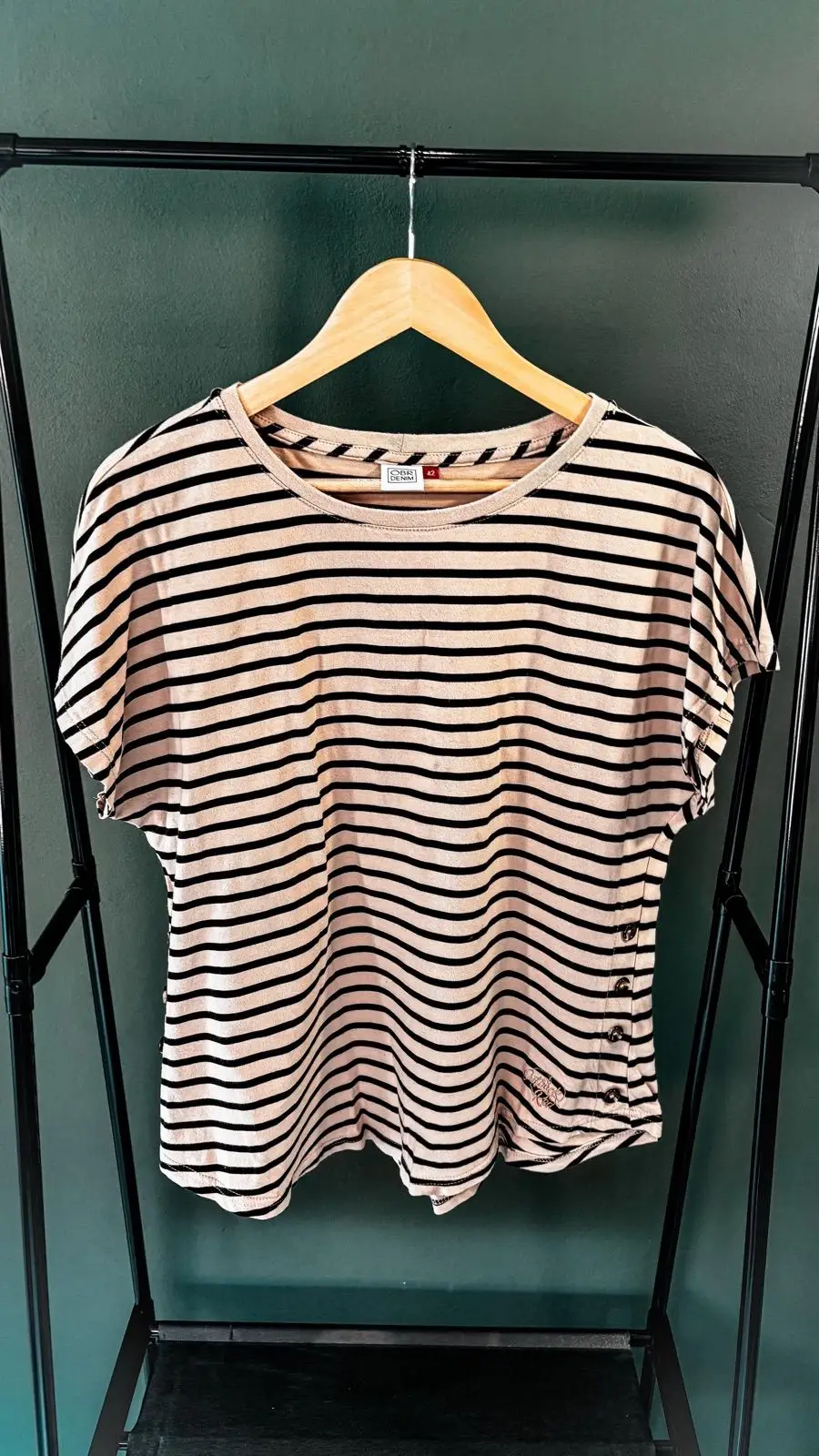 Truworths OBR Denim Striped Short Sleeve Top