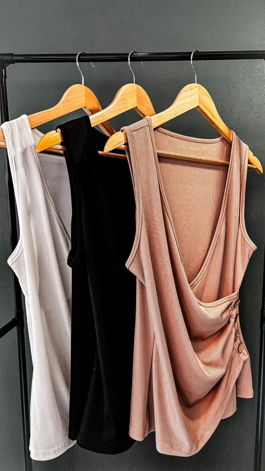 Temu Ribbed Sleeveless Wrap Top Dusty Pink