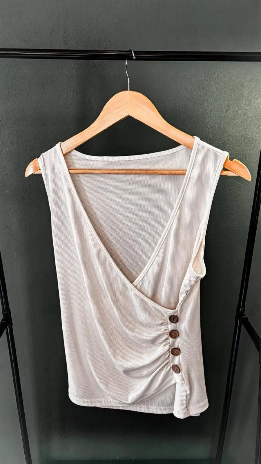 Temu Ribbed Sleeveless Wrap Top Dusty Pink
