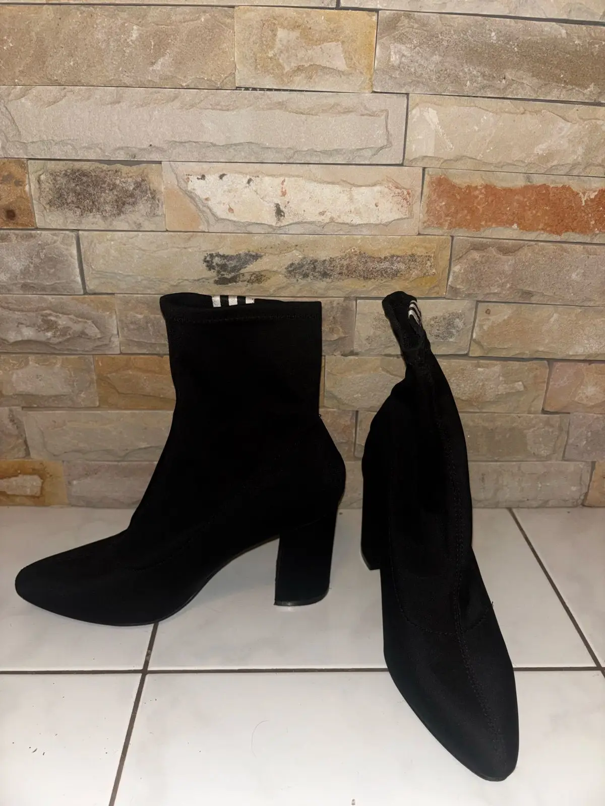 Rage Black High Heeled Sock Boots