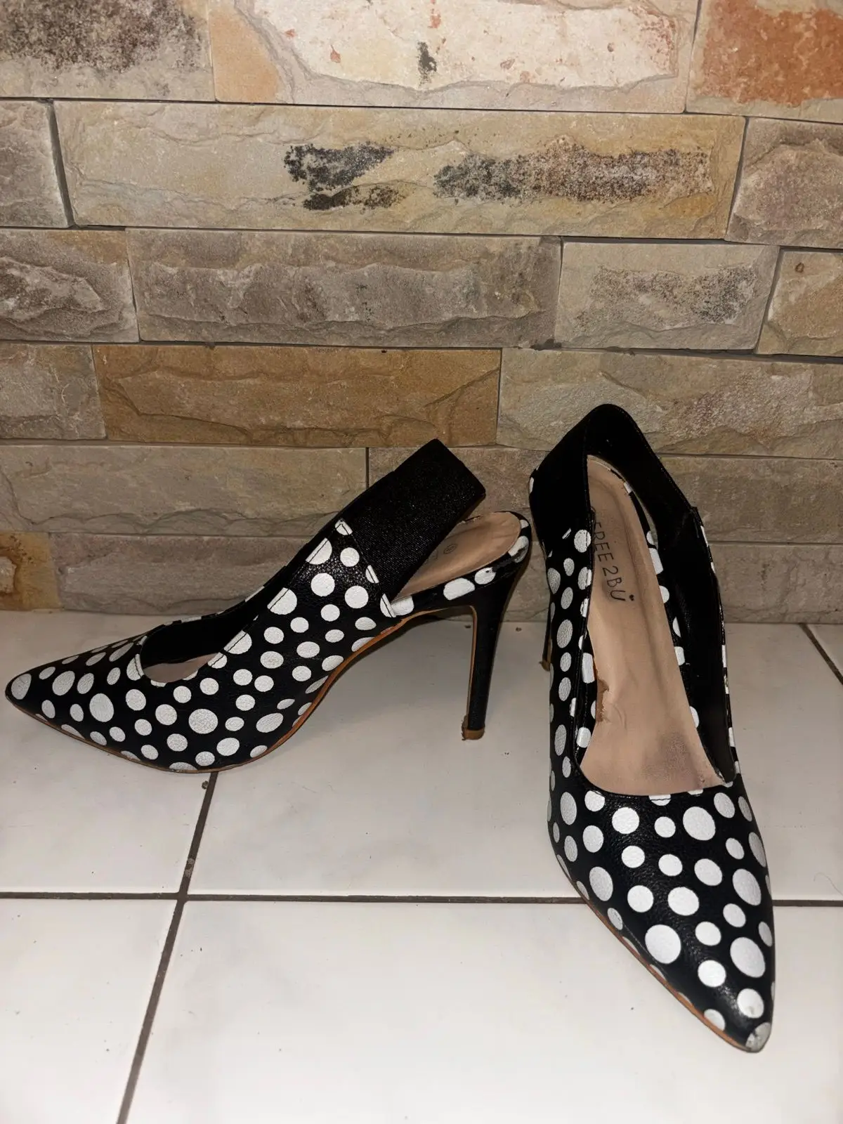 Free 2bu Polka Dot Slingback Heels