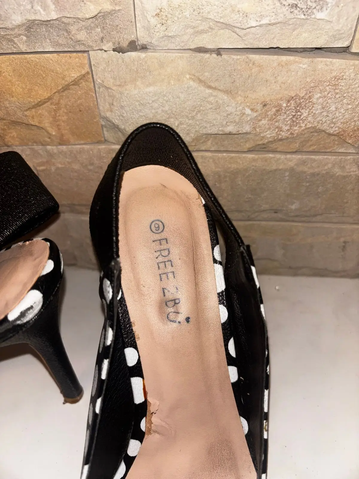 Free 2bu Polka Dot Slingback Heels