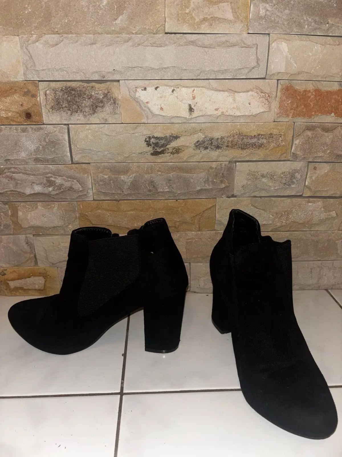 Rage Black Suede Heeled Ankle Boots
