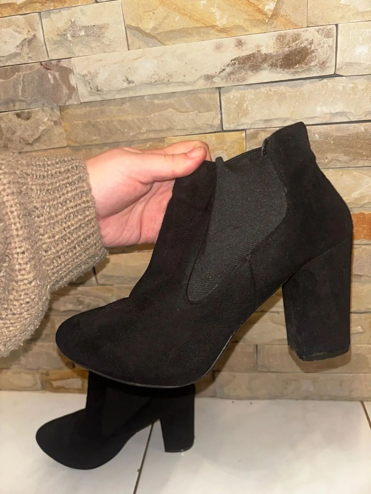 Rage Black Suede Heeled Ankle Boots