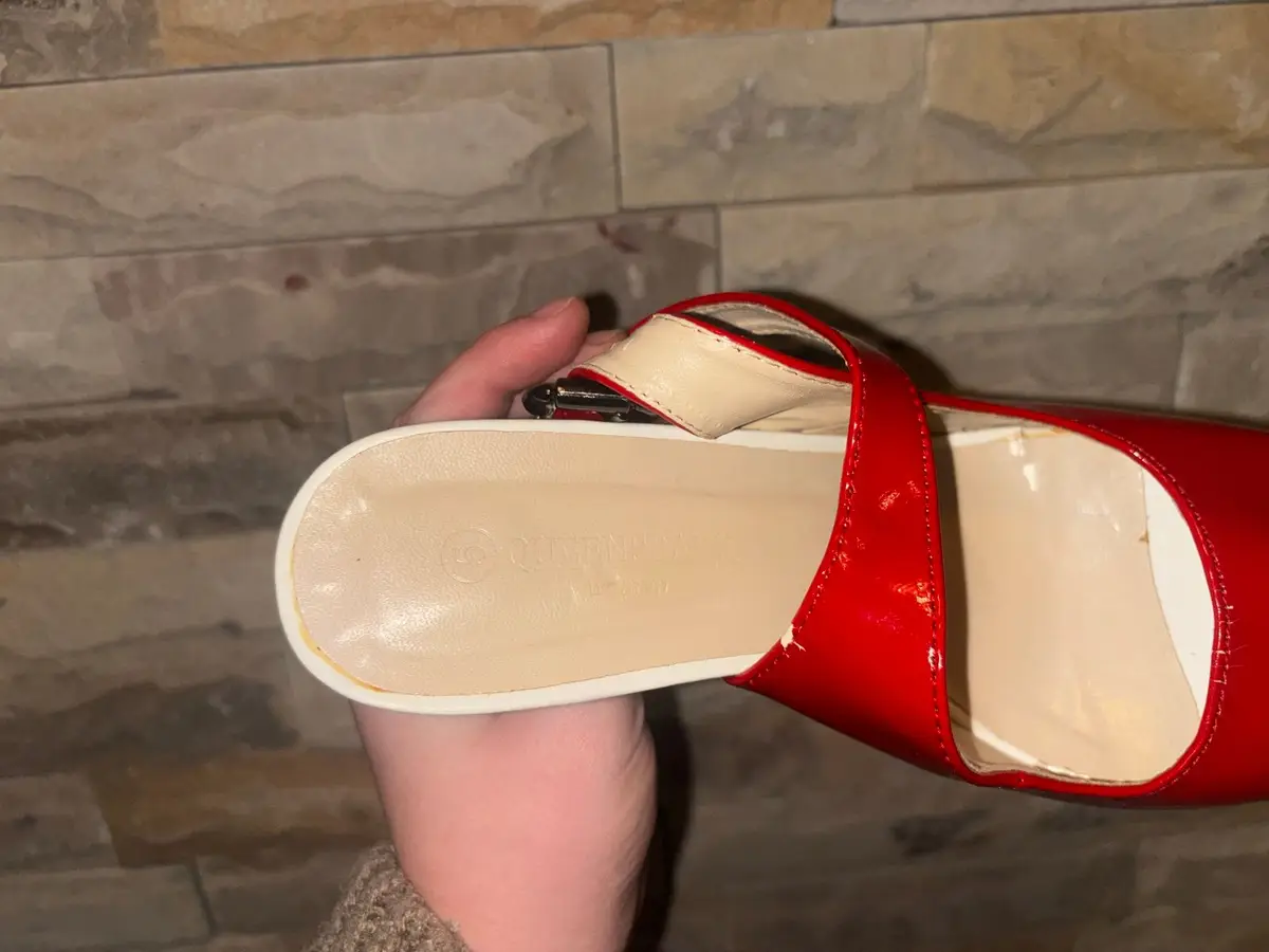 Queenspark Red Patent Slingback Platform Heels