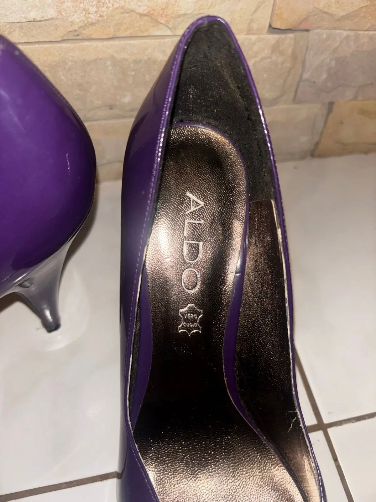 Aldo Purple Patent Peep-Toe Heels