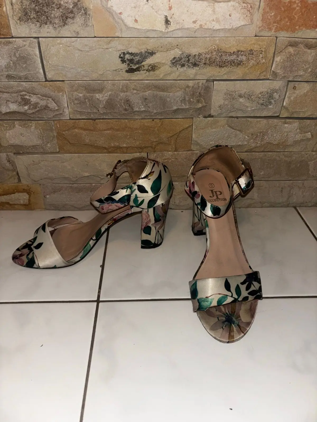 JP Collection Floral Block Heel Sandals