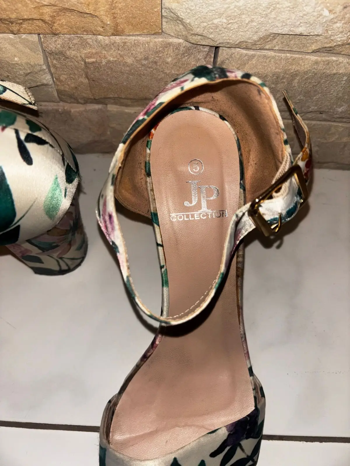 JP Collection Floral Block Heel Sandals