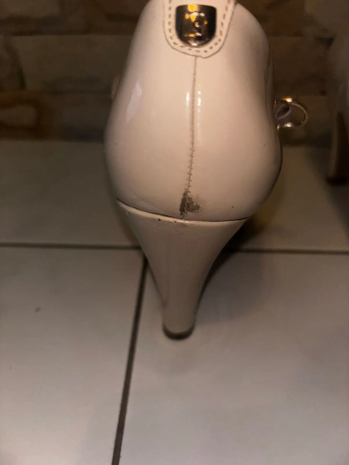 Pierre Cardin Beige Patent Mary Jane Heels