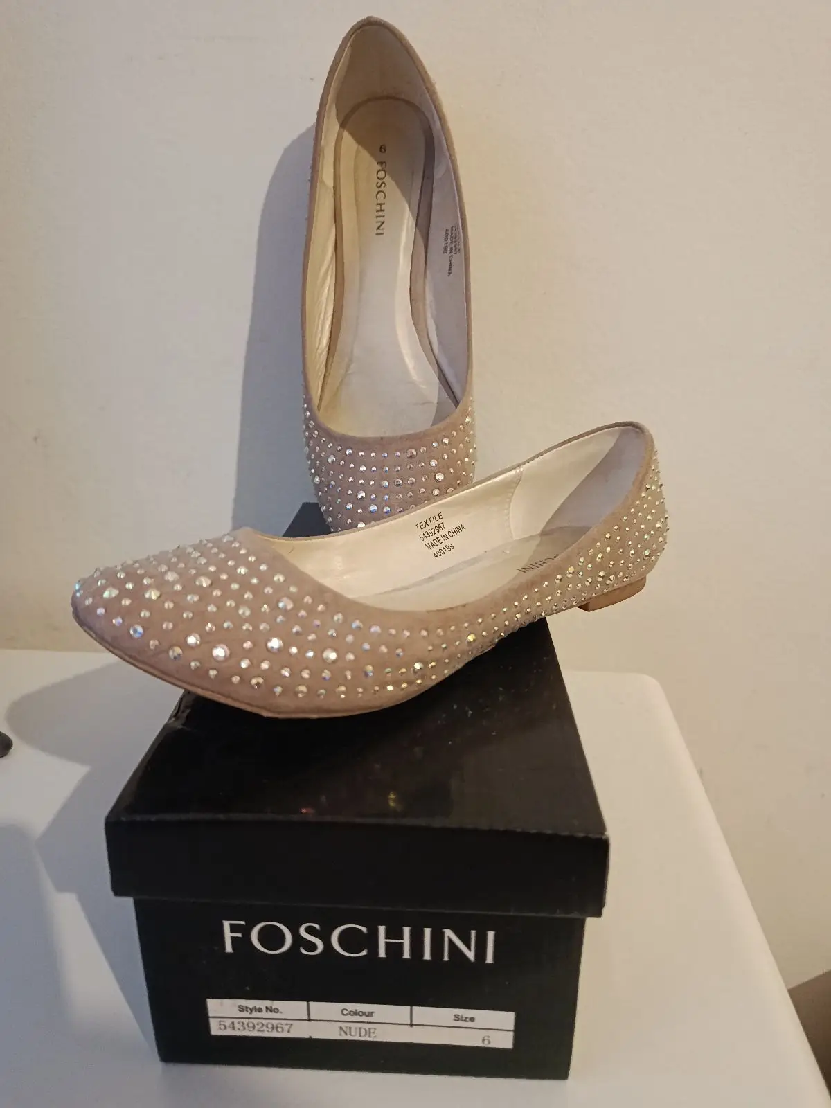 Foschini Nude Rhinestone Embellished Flat Shoes