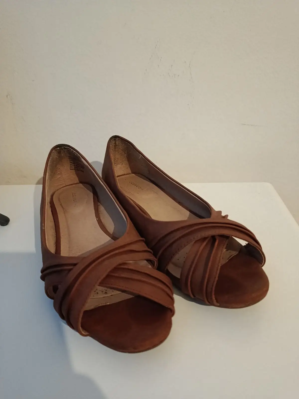 Woolworths Brown Leather Open Toe Flat Sandals