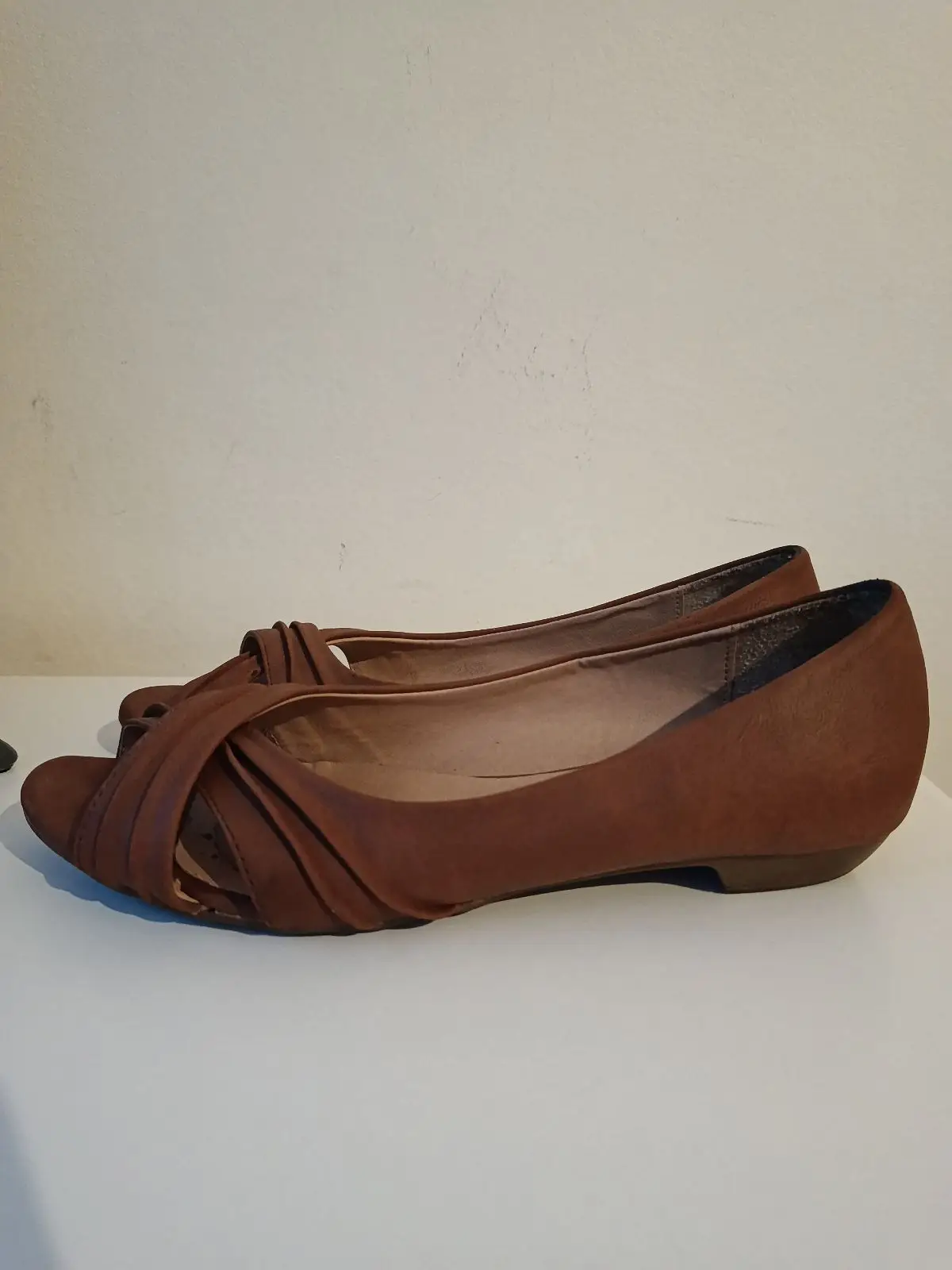 Woolworths Brown Leather Open Toe Flat Sandals