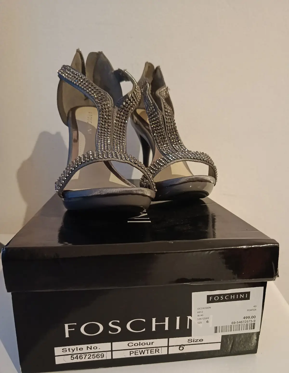 Foschini Grey Satin Rhinestone Heeled Sandals