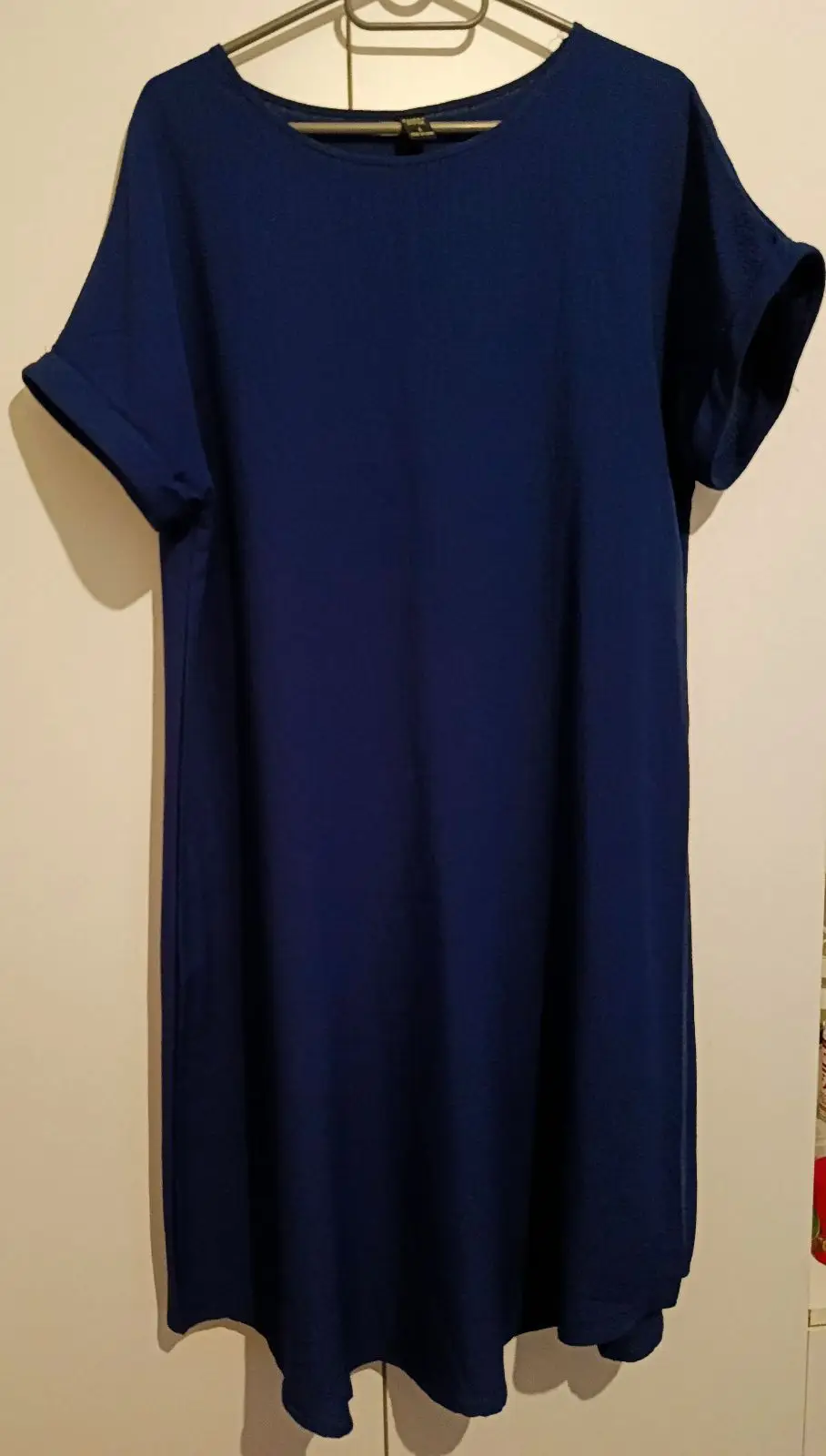 Navy Blue Short Sleeve Shift Dress