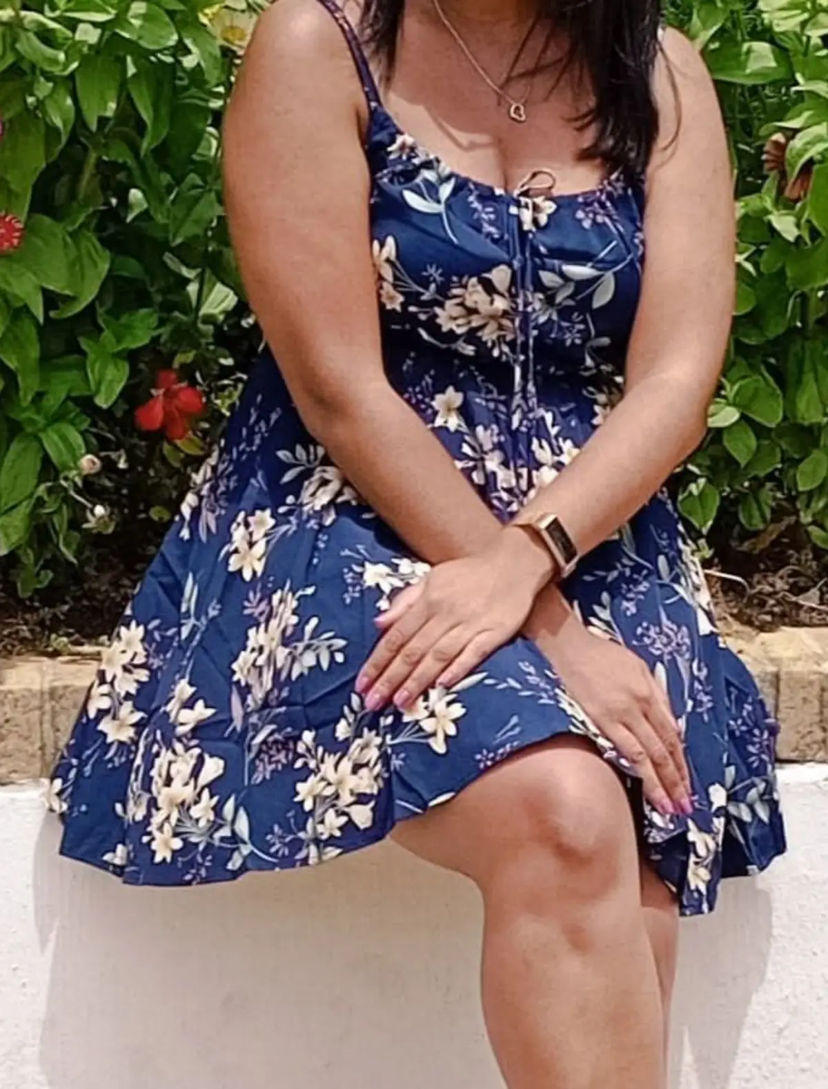 Blue Floral Strap Dress