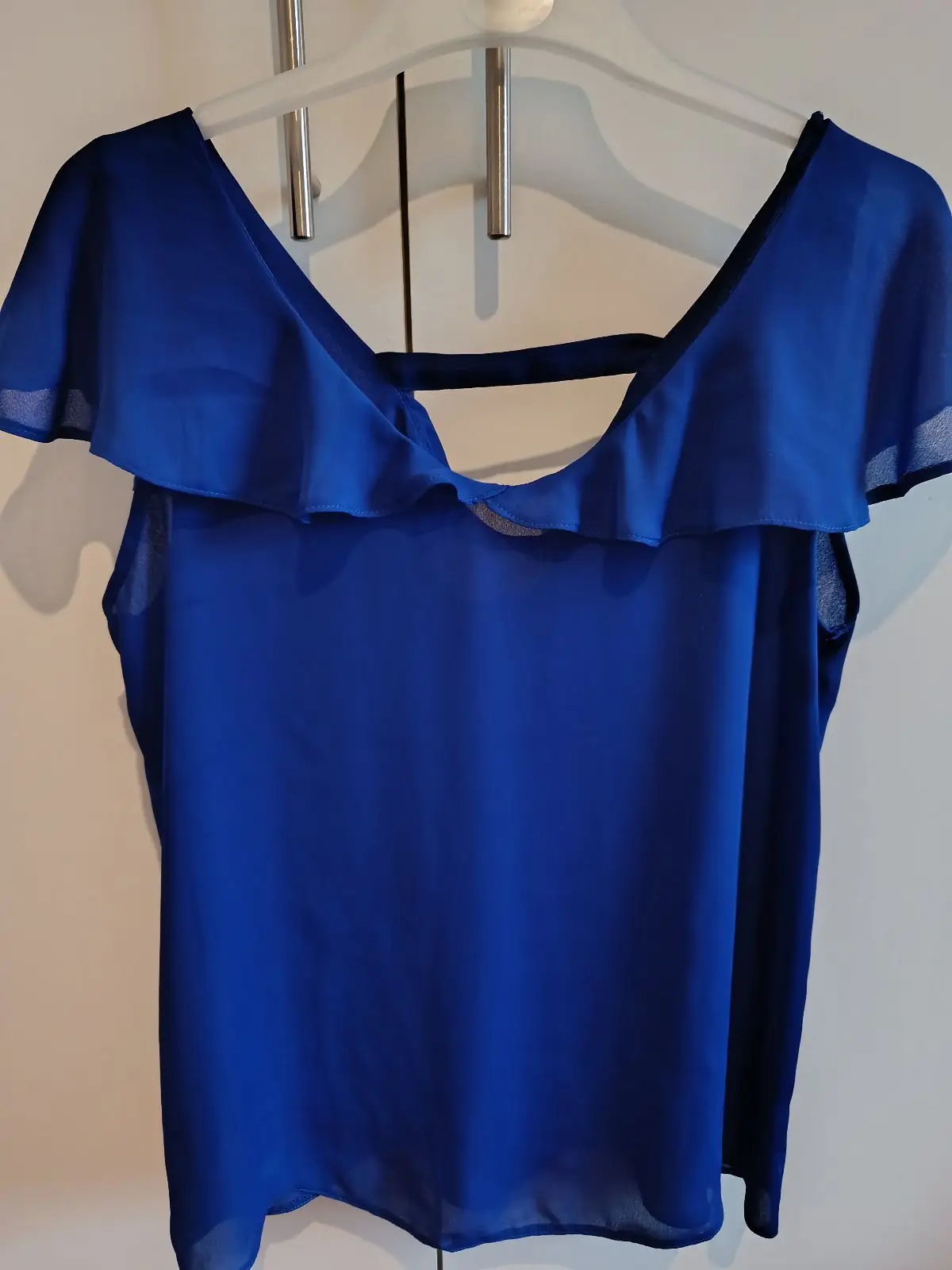 Royal Blue Ruffle Neck Blouse