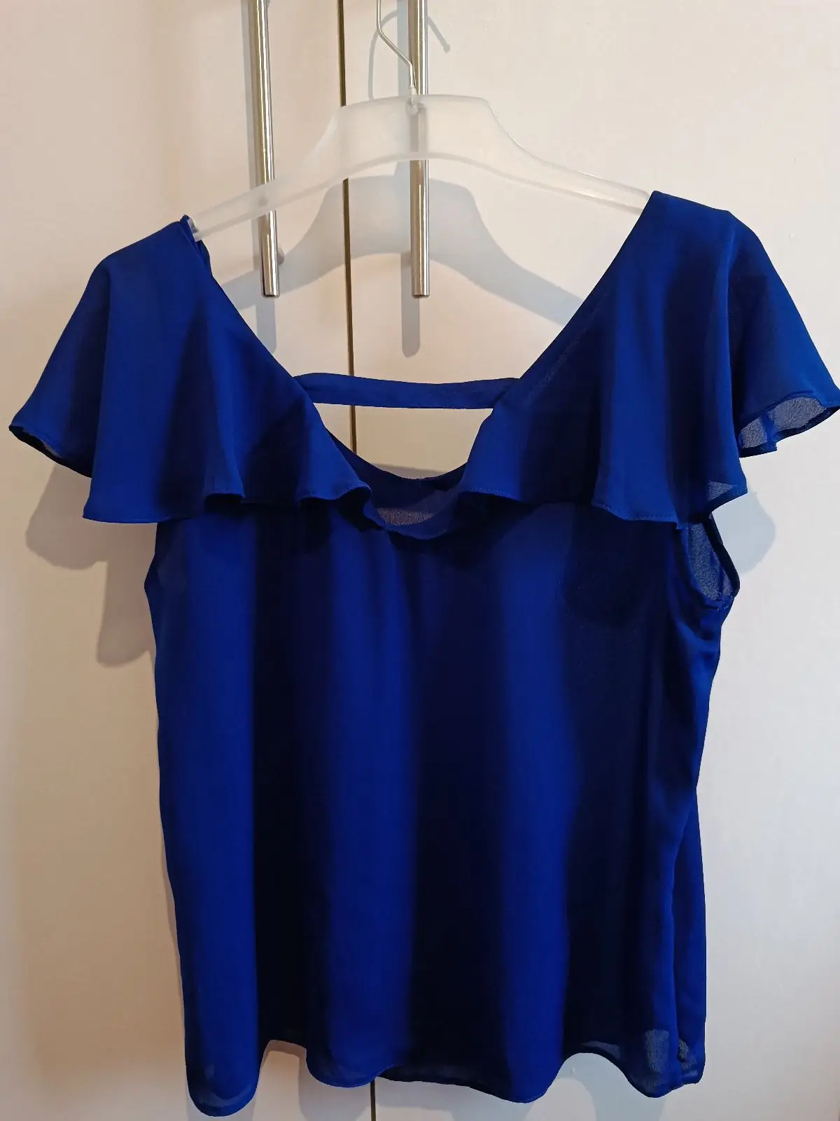 Royal Blue Ruffle Neck Blouse