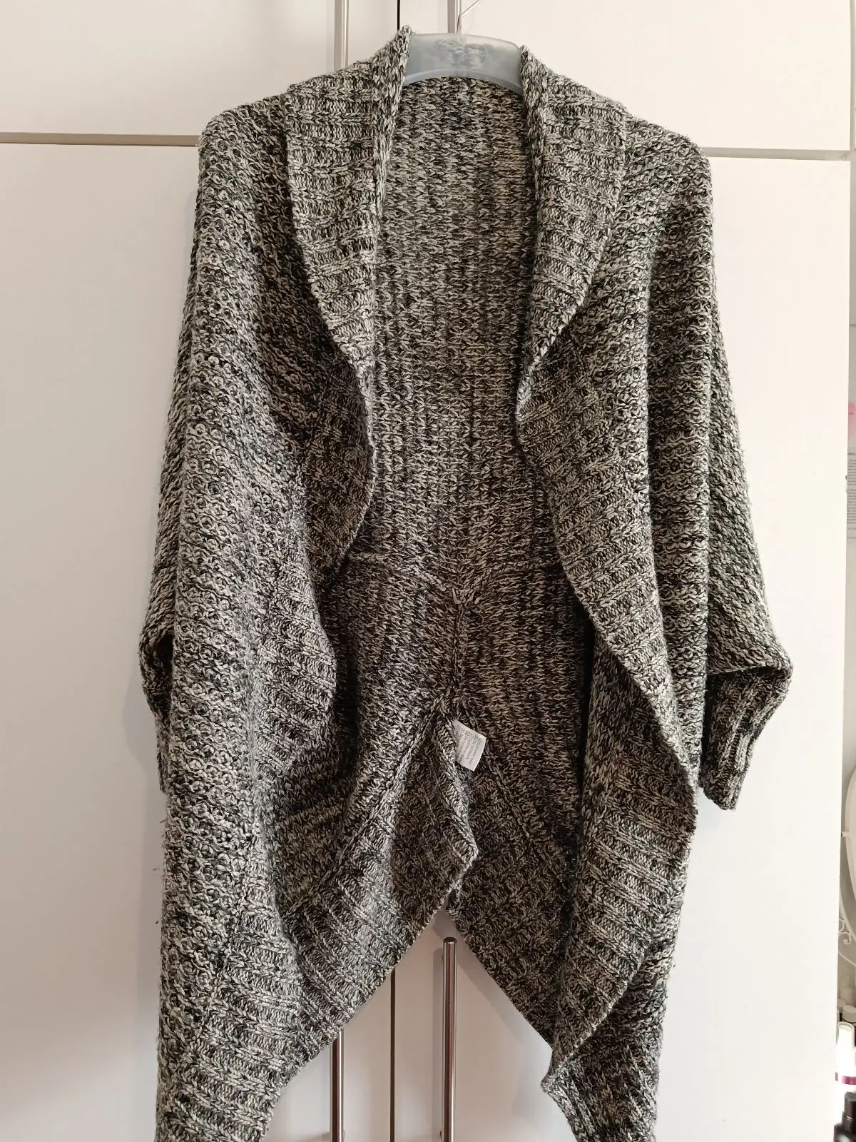 Grey Marled Knit Open Front Cardigan