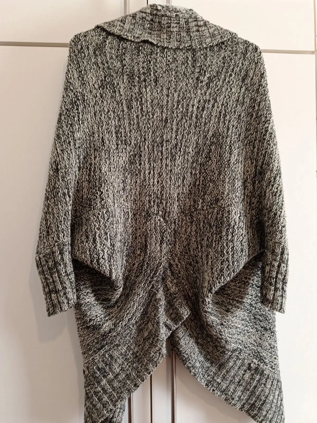 Grey Marled Knit Open Front Cardigan