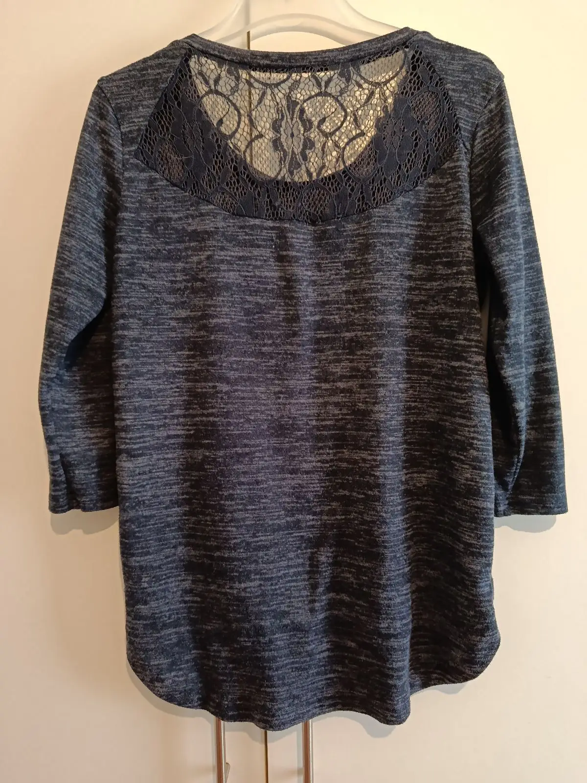 Space-Dye Knit Top with Lace Trim