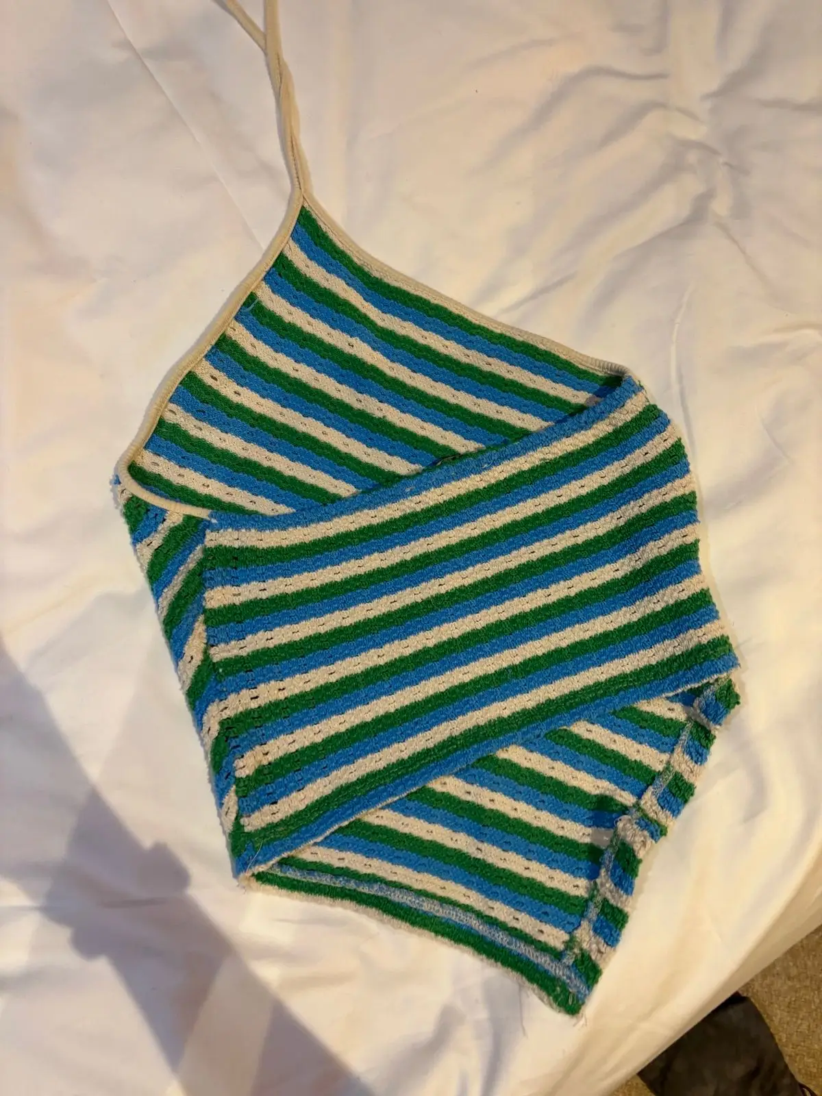 Zara Striped Crochet Halter Neck Top