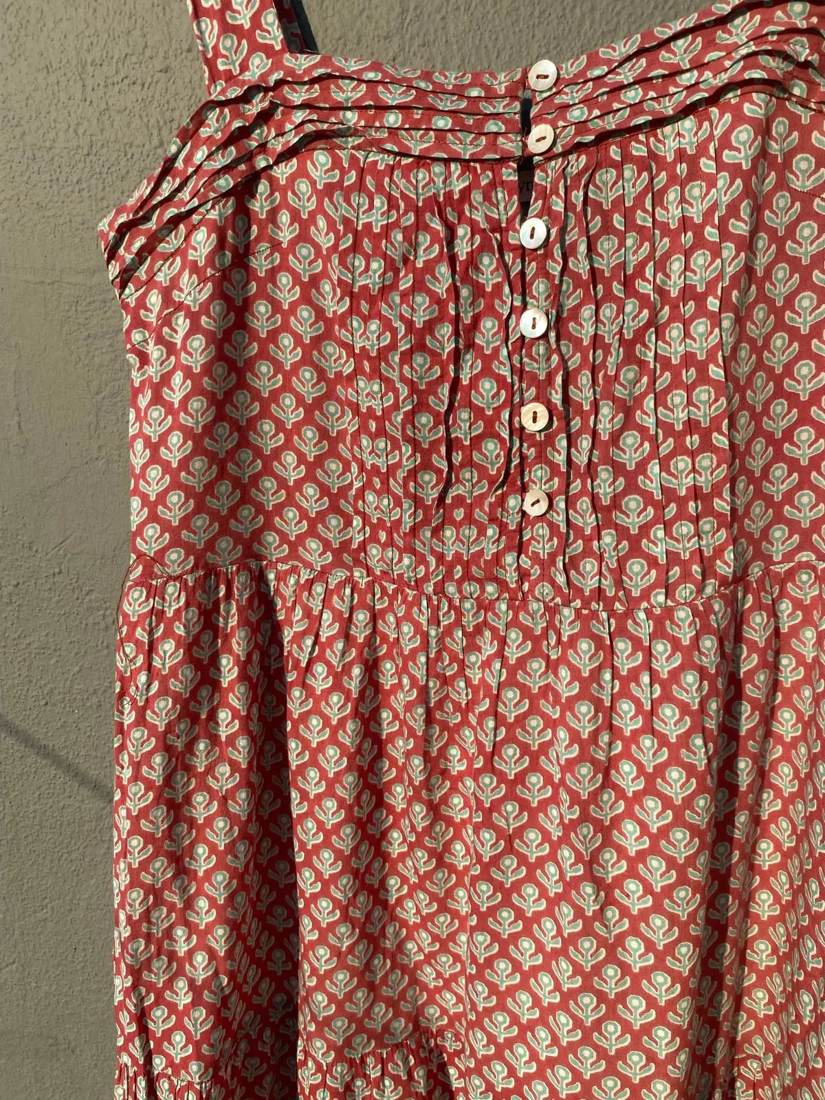 Red and White Patterned Tiered Maxi Dress